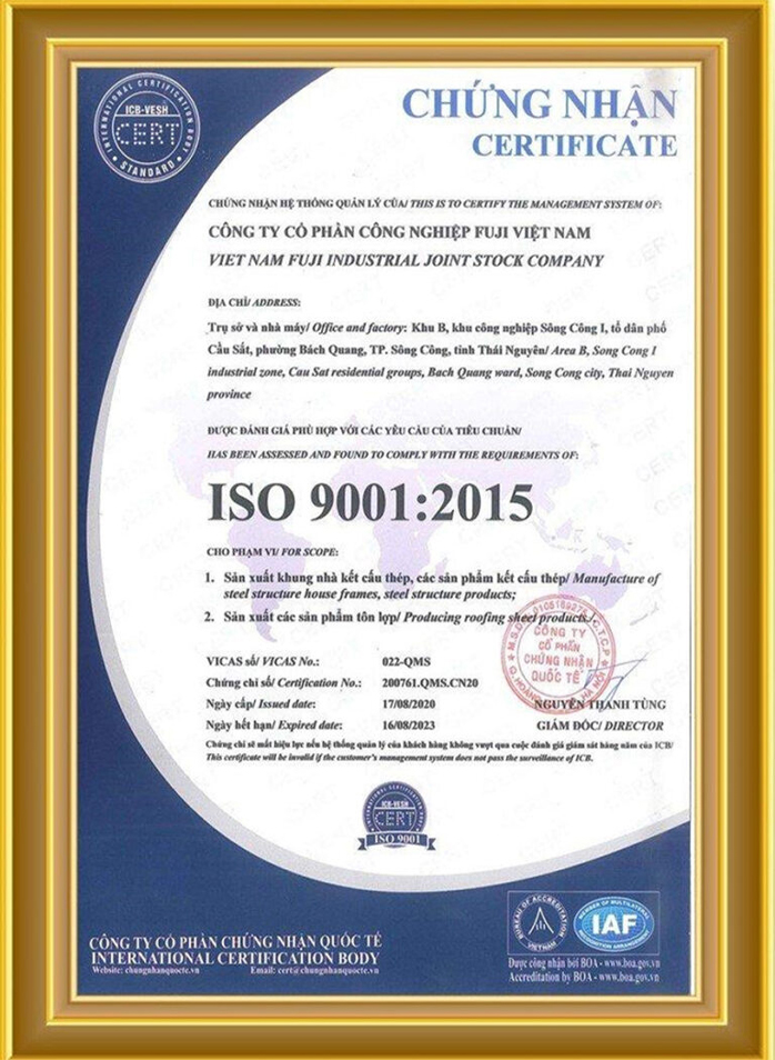 certificate of iso 9001-2015